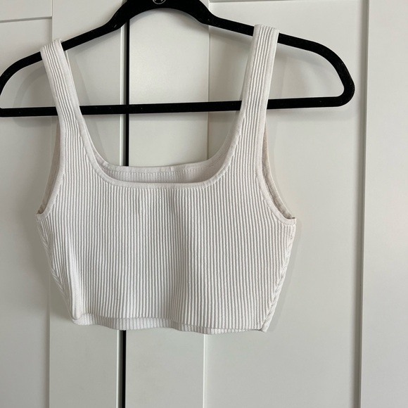 White Babaton Crop Top Ribbed - Picture 2 of 4